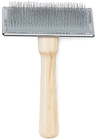 Ancol Heritage - Spazzola Morbida per Cani con Manico in Legno, setole Metalliche Marrone Chiaro, rimuove i grovigli di peli Morti, favorisce Il Pelo Lucido, Manico in Legno, Misura Media