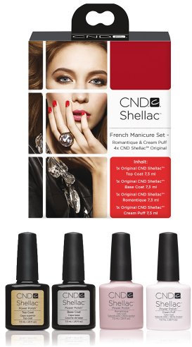 Romantique and Cream Puff Original CND Shellac French Manicure Set 4x