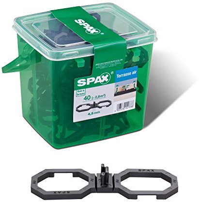 SPAX Air – Terrassendielen Abstandhalter 4,5 mm – 40 Distanzhalter in Henkelbox M für ca. 2,8m² Terrasse, 5009422544009
