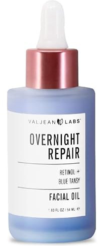 Valjean Labs Overnight Repair Facial Oil | Retinol and Blue Tansy | Helps to Even Skintone, Calm and Soothe Redness (1.83 oz)