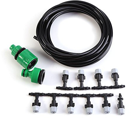 Bewässerungsschlauch,Wassernebel-Kühlsystem, Bewässerungsschlauch Schlauchdüse Sprinkler Garden Patio Bewässerungsset, Outdoor Garden Gewächshaus Drip Irrigation Kit (5M)