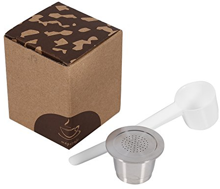 Jacksking Capsule de café rechargeable en acier inoxydable, réutilisable, compatible Nespresso, 1 unité