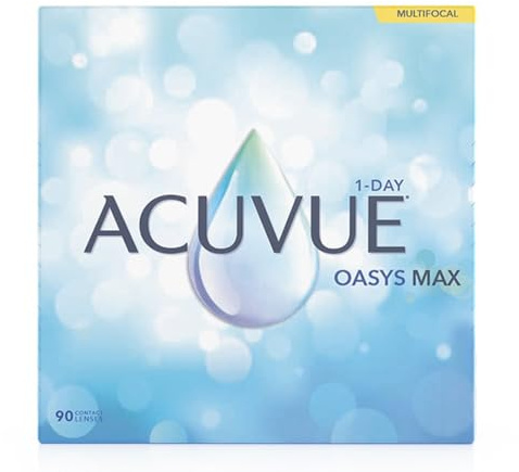 Acuvue Oasys Max 1-Day MULTIFOCAL Lentes diarias con Tecnología TearStable, filtro de luz OptiBlue y diseño Pupil Optimized, -2.00 dpt, diámetro 14.3 mm, 90 unidades, +2.00 adición, curva base 8.4 mm