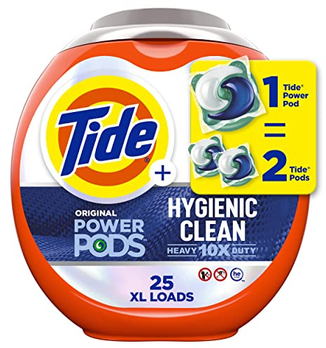 Tide Hygienic Clean Power PODS Laundry Detergent Pacs, Original Scent, 25 Count, Removes Visible and Invisible Dirt