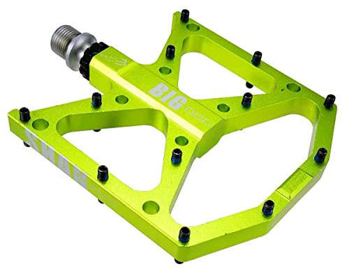 9/16 pollici CNC in lega di alluminio Piattaforma Pedali Ultra-Light MTB BMX Bicicletta da Strada Trekking Pedali Antiscivolo Mountain Bike Pedali Big Dog (verde mela)