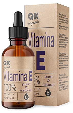 QKnatur - Vitamina E líquida pura (Tocopherol) 30 ml - Natural vegetal - Antioxidante y Antiedad para Cara, Piel, Cabello y Uñas