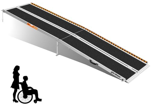 gardhom Wheelchair Ramp 10FT, Foldable Ramps for Wheelchairs Portable Aluminum 362kg Capacity Wheelchair Ramp for Home Entrance Threshold Doorways