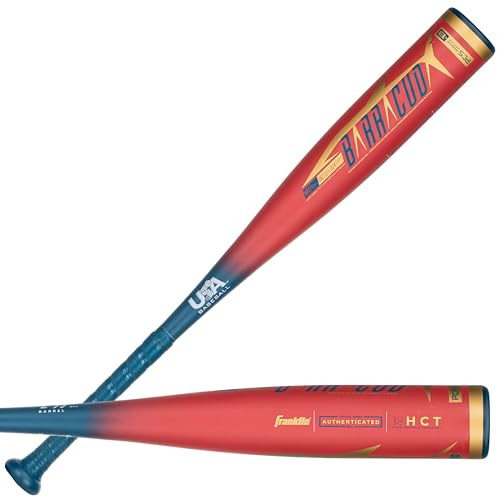 Franklin Sports Kids Metal Tball + Baseball Bat - Barracuda Youth Composite Teeball Bat - USA Baseball Certified for Boys + Girls Tee Ball - 24 inches/ 11oz - Drop -13 - Red