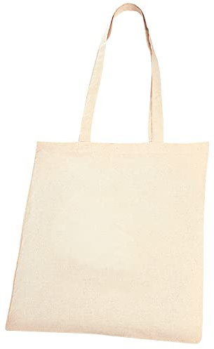 eBuyGB Pack of 25 100% Natural Cotton Shopping Tote Bags, Reusable Shopper Canvas Bag