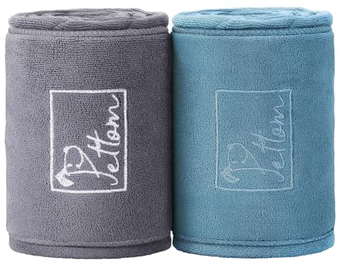PETTOM Serviette Chien Microfibre Lot de 2, Super Absorbante et Séchage Rapide, Microfibre 400 g/m² avec Poches, Textiles Accessoires Chien pour Bain Pluie Plage, 90 x 50 cm