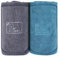 PETTOM 2 Stücke Hundehandtuch Extra Saugfähig mit Taschen, Handtuch Hund Microfaser Schnelltrocknend, 90 * 50cm, Grau&Blau