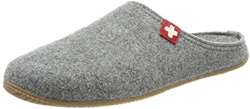 Living Kitzbühel Filzpantoffel Gipfelkreuz - Hausschuhe Kinder Damen Herren aus Wolle - Atmungsaktiv & rutschfest - Handgefertigt in Europa grau 29