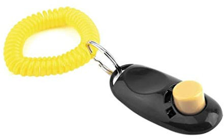Hundetrainings Clicker Welpentraining Hundetasten Sprechtraining Haustiertrainings Clicker Big Button Clicker Gerät Mit Handschlaufe (Schwarz)