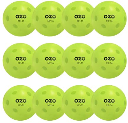 OZO Pickleball MP-26 - Set di 12 palline da interni, 26 fori, stampo rotante
