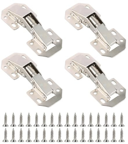 Joyan 4 Stück Schrankscharnier, Versteckte Aufschraubscharnier mit Feder, Öffnungswinkel 90° Küche Schrank Türscharniere, Kein Slot erforderlich Scharniere mit Schrauben (113 * 43 mm)