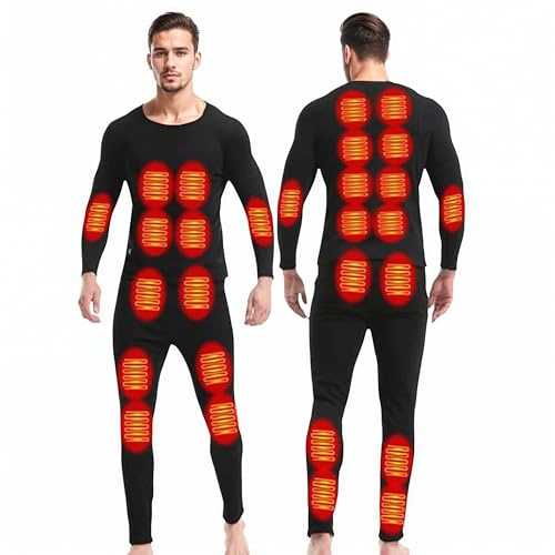 GHKWXUE Set di Biancheria Intima Termica riscaldata Invernale da Uomo 28 Zone riscaldato Biancheria Intima Termica Intelligente USB Temperatura costante Adatta per Lo Sci