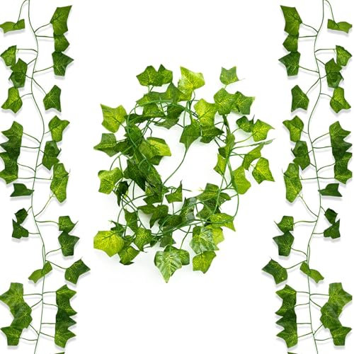 AMANDELIZABE Lot de 2 guirlandes de lierre artificiel à suspendre pour mariage, cuisine, bureau, jardin, balcon, chambre à coucher, décoration murale