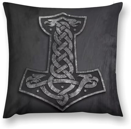 YUERYXH Decoración Hogareña Cuadrado Funda Almohada, Vikingo Estilo Pastoral Retro Funda Almohadones para Dormitorio Cama Sofá, Suave Peluche Corto Fundas Cojín(Black,56x55cm)