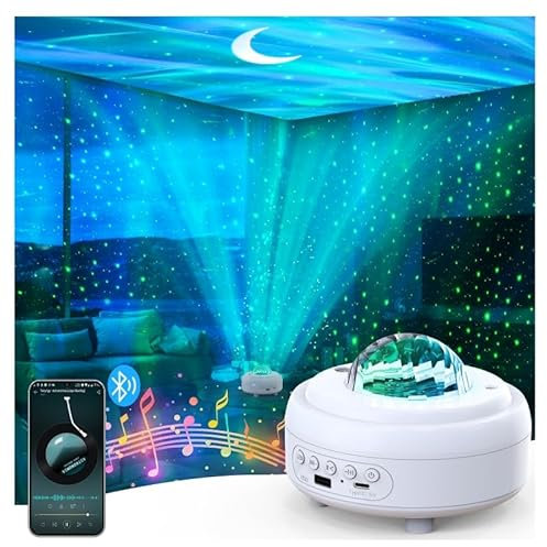 Coollamp Galaxy Light Projector for Bedroom, Rechargeable Sensory Lights with 8 Lamp Modes + 5.0 HiFi Bluetooth Speaker, Northern Star Projector Night Light, Gift for Kids Teen Boy Girl (Room Decor)