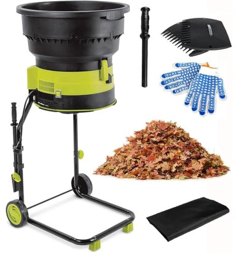 GJBMXSM Broyeur De Feuilles électrique 15 Amp 2 500 W, Broyeur Végétaux De Jardin sans Lame, Rapport De Réduction 17:1, Paillage Maximal Jusqu'à 55 Gal par Minute, 20 Lignes De Coupe