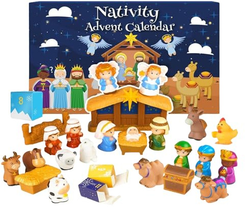 Adventskalender 2025,25 dagar 3D Födelsedag Advents Countdowns, Christmas Story Playset kalendrar scenset leksaker för barn