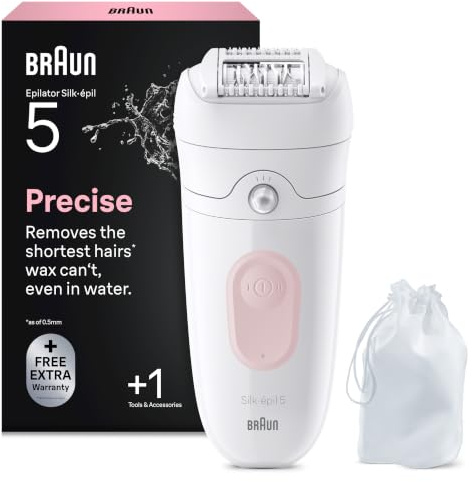 Braun Silk·épil 5, Wet & Dry Epilator, Enkel Hårborttagning, Långvarigt Slät Hud, 5-011, Flamingo Rosa