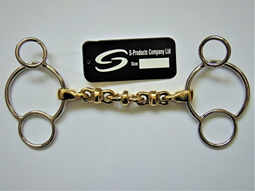 S-Products WATERFORD UNIVERSAL BIT GERMAN SILVER MOUTHPIECE 3 RING 2 GAG JUMPING HORSE SHOW (6.0)