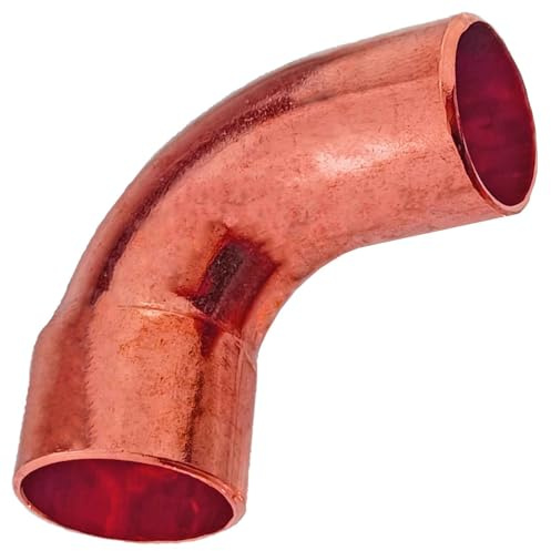 MegaHaustechnik Bogen 90 Grad mit Außen-Löt-Ende Stutzen Außendurchmesser 22mm Lötfitting aus Kupfer für Rohr-Außendurchmesser 22mm zum Löten, Trinkwasser geeignet, Nr.5001a