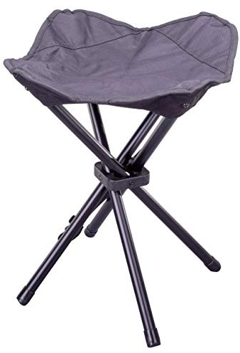 Nexos Trading Camping-Hocker schwarz 4-beinig - faltbar – Bespannung schwarz – Gestell grau