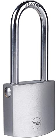 Yale Y120B/50/163/1 - Candado latón 47 mm 3 llaves, arco largo, para exterior, EN12320 antirrobo seguridad para taquilla, caja de herramientas, armario