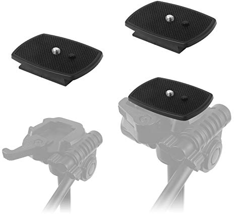 3 Pieces Quick Release Plate Clamp, Plastic Tripod Adapter Plate Universal 1/4 Screw Thread for Camera Tripod (Black, 4.3x4.3cm)