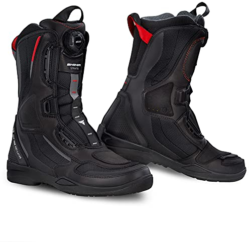 SHIMA STRATO Motorradstiefel Herren und Damen - Motorrad Wasserdicht Stiefel Tourenstiefel Schuhe Männer Leder Schwarz (Damen, Vented, 37)