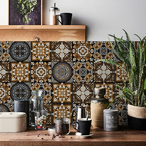 HORIWE Fliesenaufkleber Mosaik Wandfliese Aufkleber 24 Stück PVC Fliesensticker Fliesen Marokko Selbstklebende Tapete Wasserdicht Wandaufkleber für Küche,Schrank,Möbel,Tisch