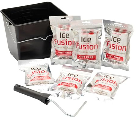 ProDec Advance 15 pc Ice Fusion Mini Paint Roller Set, 12x Rollers, Frame & 5 LTR Scuttle - Ultra-Smooth Finish with Emulsion & Satin Paints on Interior Walls,Ceilings,Wood,Metal, 4 Paint Roller Set