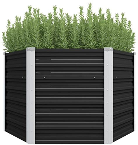 YITHOPI Fioriera per Giardino,Fioriera da esterno Fioriere da balcone Fioriera da patio Adatto per giardino, balcone, cortile, appartamento Antracite 129x129x77cm in Acciaio Zincato