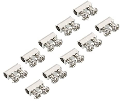 PATIKIL 12x4.5x5.5mm Alambre Cuerda Clips, 20uds Acero Cable Abrazaderas 3mm Dobles Agujeros Cable Bloqueo Cuerda Accesorios Clip con M3*0.5 Tornillos para Cable