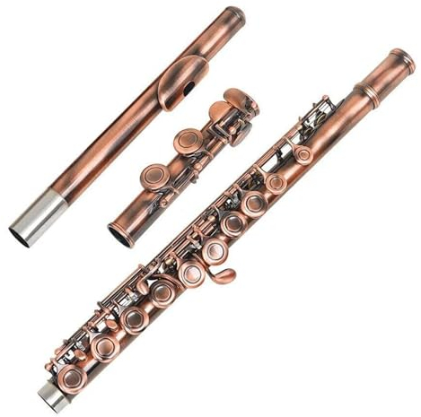 Flöte Aus Antikem Kupfer Mit 16 Löchern, Geschlossenem Loch, C-Klappe, Mit Etui, Stockhandschuhen Und Zubehör Querflöte für Anfänger