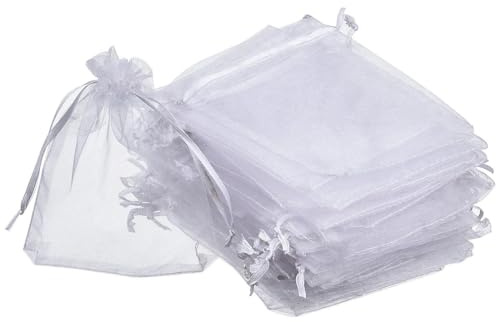 YOYEAH Lot de 200 sachets en organza 7 x 9 cm : pochettes à bijoux et cadeaux avec cordon de serrage, idéales comme sachets à bijoux et parfumés, cadeaux d'invités de mariage