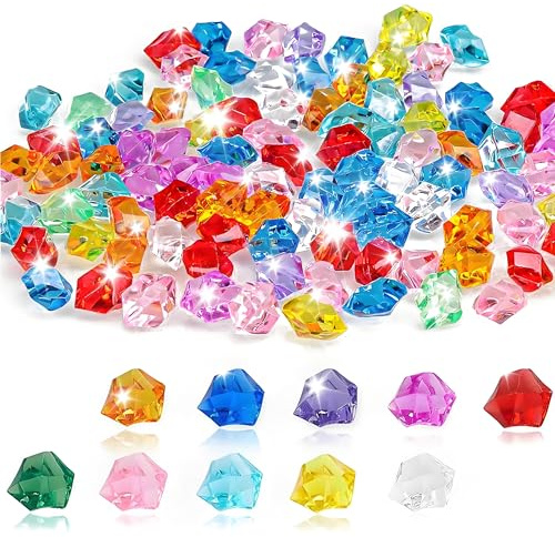 Guidre Ungefähr 400 Edelsteine für Kinder,Edelsteine Kinder,Glassteine Blau,Deko Kristallsteine,Edelstein Kinder,Acryl Diamanten Kinder,Blau Diamanten Deko,Muggelsteine Bunt Kinder,Diamanten Kinder