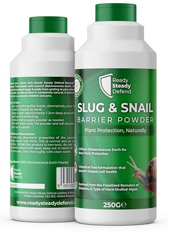 Slug & Snail Barrier Powder 250g - Advanced Diatomaceous Earth Natural Slug and Snail Control, Effective Indoor and Outdoor Repellent for Gardens, Safe and Eco-Friendly Solution for Plant Protection