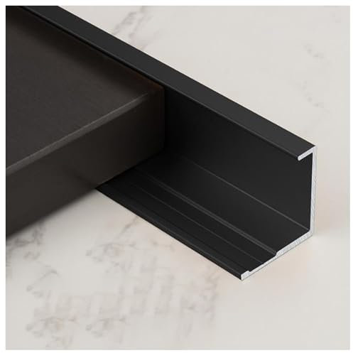 XYUERU Rail De Carrelage en Alliage D'aluminium, Rail De Transition, Profil De Transition De 300 Cm, Profil d'angle De Bande D'extrémité De Carrelage pour La Protection des Bords(Black,12mm)