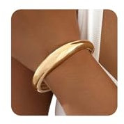 SIXDUTON Armreif Gold für Damen, Verstellbares Chunky Offenes Breites Klobiges Goldenes Armband, Silber Armreif Irregulärer Bangle Statement Schmuck für Frauen (Gold)