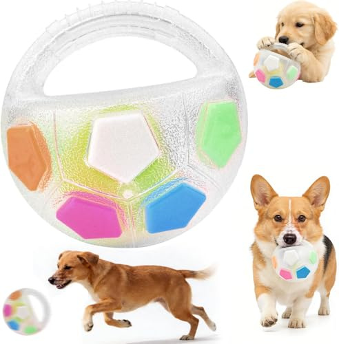 Jadyon Dog Calming Ball With Handle, Interactive Dog Toys, Squeaky Soccer Ball Dog Toy Rubber Chewable Material, Pet Dog Football Shape Toys Indestructible For Small, Medium Canine That Like To Chew