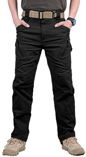 YAOBAOLE Pantalon de Travail Homme Pantalons Tactique Homme Pantalon Treillis Pantalons Cargo Extensible Noir L
