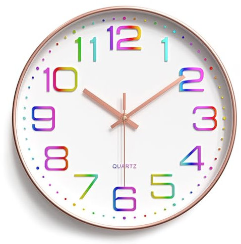 YSWOVUO 30cm (12 pollici) Orologio da Parete Silenzioso, Senza Ticchettio Movimento al Quarzo, Numeri 3D Facile da Leggere Orologio da Muro, Orologio a Parete per Camera da Letto, Soggiorno, Cucina