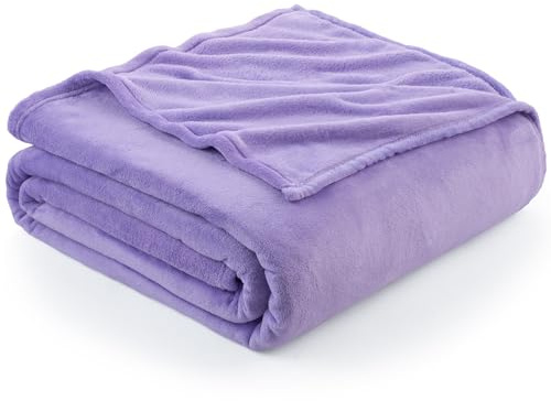 EHEYCIGA Large Fleece Throw Blanket for Sofa 220x240cm, Light Purple | Soft Fluffy Blanket for Bed, Warm Large Throws for Adults, Fit All Season