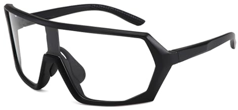 GNOLONG Cycling Glasses Sports Photochromic Clear Sunglasses UV400 Windproof Men Women Fishing Running Golf (Black Black)