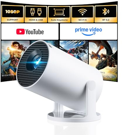 [Built-in Apps] CLOKOWE Mini Projector with WiFi and Bluetooth, 2026 Upgraded 1080P Smart Portable Projector with 180° Rotation, Auto Keystone, Compatible with iPhone/Android/Laptop/TV Stick/HDMI/USB