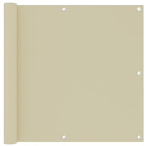 Mokuyary Protector de privacidad para balcón, color crema, 90 x 300 cm, tela Oxford, revestimiento de balcón, cubierta opaca contra el viento para jardín, terraza, exterior