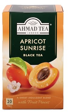 Ahmad Tea Apricot Fruit Black Tea | Black Tea - 6 x 20 Teabag Sachets